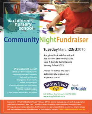 CNS Community Night Fundraiser Poster
